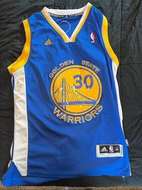 adidas Golden State Warriors Blue and Yellow #30 NBA Jersey